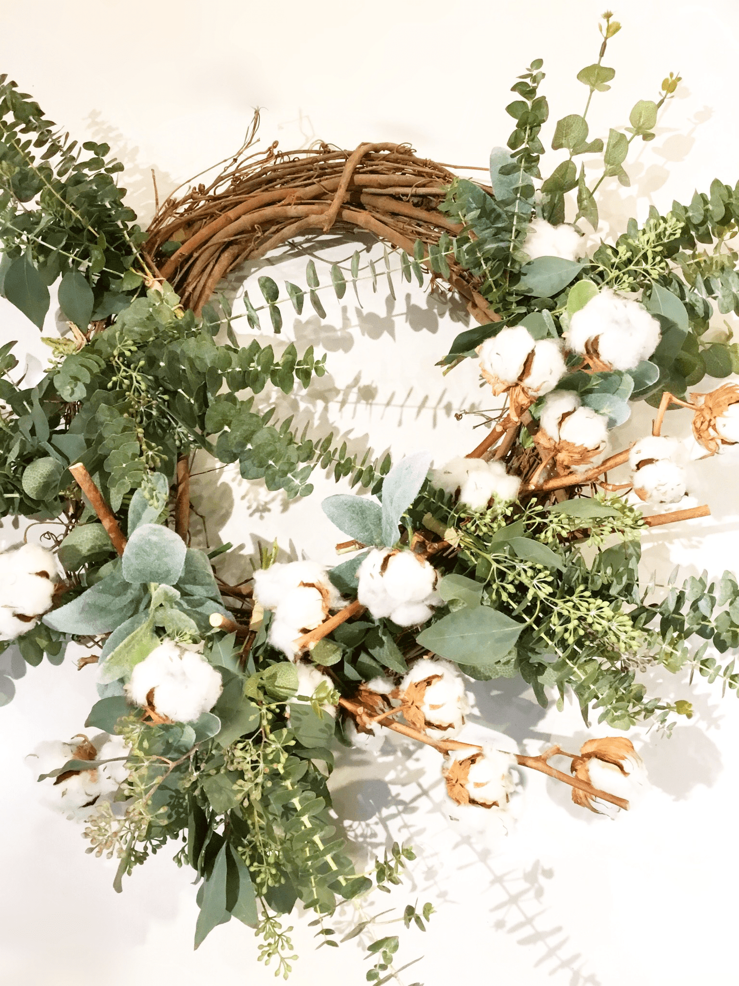 Natural Eucalyptus & Cotton Wreath image 0