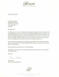 Fairmont Letter